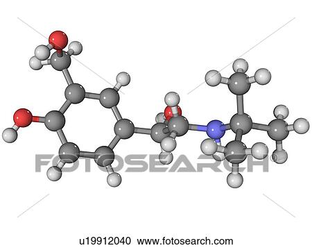 Stock Image - Salbutamol asthma drug molecule. Fotosearch
