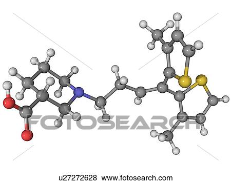 Stock Photo - Tiagabine epilepsy drug molecule. Fotosearch