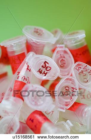 Stock Image - Used Eppendorf tubes. Fotosearch