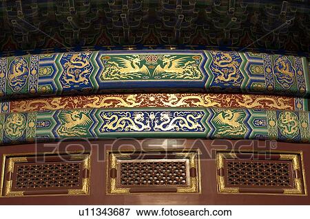 Stock Photo - Architectural details of Hall Of Prayer For Good Harvests at the Temple Of Heaven, Beijing, China. Fotosearch