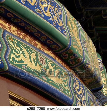 Architectural details of Hall Of Prayer For Good Harvests at the Temple Of Heaven, Beijing, China View Large Photo Image Stock Photo - Architectural details of Hall Of Prayer For Good Harvests at the Temple Of Heaven, Beijing, China. Fotosearch
