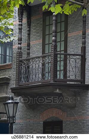 Picture - Balcony of a building at Shanghai French Concession, Shanghai, China. Fotosearch
