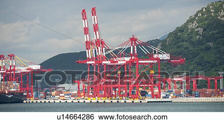 Stock Photograph - Busan harbor, Busan, Yeongnam, South Korea. Fotosearch