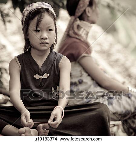 Picture - Close-up of a Padaung girl, Huay Pu Keng, Mae Hong Son Province, Thailand. Fotosearch