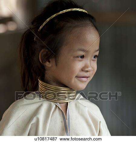 Close-up of a Padaung girl, Huay Pu Keng, Mae Hong Son Province, Thailand View Large Photo Image Stock Photo - Close-up of a Padaung girl, Huay Pu Keng, Mae Hong Son Province, Thailand. Fotosearch