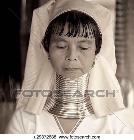 Close-up of a Padaung woman, Huay Pu Keng, Mae Hong Son Province, Thailand View Large Photo Image Stock Photo - Close-up of a Padaung woman, Huay Pu Keng, Mae Hong Son Province, Thailand. Fotosearch
