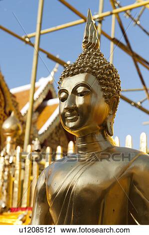 Stock Image - Close-up of a statue of Buddha at Wat Phrathat Doi Suthep, Chiang Mai, Thailand. Fotosearch