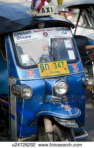 Stock Image - Close-up of a tuk tuk taxi, Chiang Mai, Thailand. Fotosearch