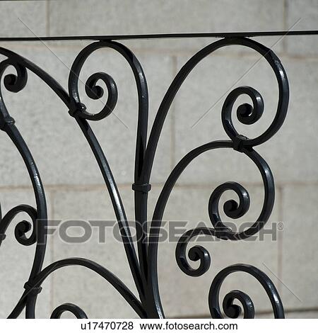 Close-up of a wrought iron railing, Busan, Yeongnam, South Korea View Large Photo Image Stock Photo - Close-up of a wrought iron railing, Busan, Yeongnam, South Korea. Fotosearch