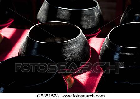 Stock Photo - Close-up of cups at Wat Horcome, Chiang Mai, Thailand. Fotosearch