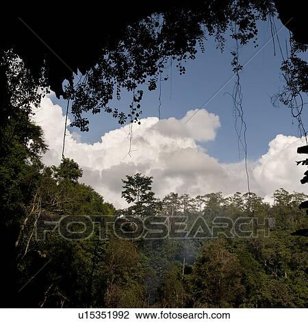 Stock Image - Clouds over a forest, Thailand. Fotosearch