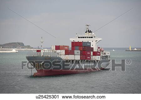 Container ship in the sea, Busan, Yeongnam, South Korea View Large Photo Image Stock Image - Container ship in the sea, Busan, Yeongnam, South Korea. Fotosearch