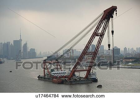 Container ship in the Yangtze River, Shanghai, China View Large Photo Image Picture - Container ship in the Yangtze River, Shanghai, China. Fotosearch