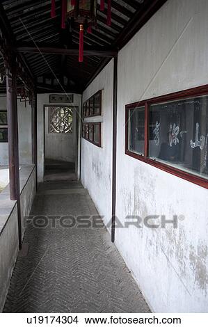 Picture - Corridor of a building in Lingering Garden, Suzhou, Jiangsu Province, China. Fotosearch