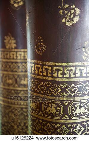 Picture - Detail of columns at Archan Mun Hall, Wat Chedi Luang, Chiang Mai, Thailand. Fotosearch