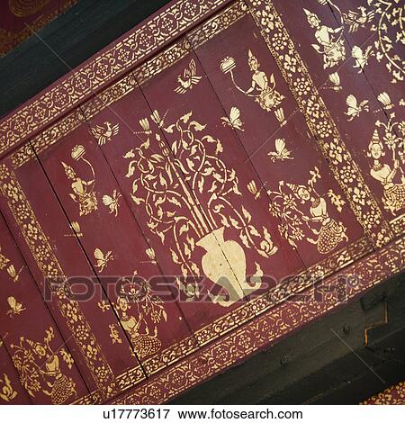 Stock Photo - Details of design on a cabinet at Wat Chedi Luang, Chiang Mai, Thailand. Fotosearch