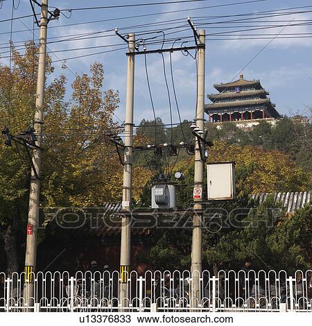 Electricity pylons at the Jingshan Park, Beijing, China View Large Photo Image Stock Image - Electricity pylons at the Jingshan Park, Beijing, China. Fotosearch