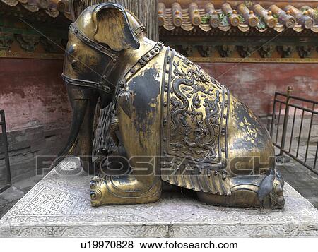 Stock Photo - Elephant statue at the Imperial Garden, Forbidden City, Beijing, China. Fotosearch