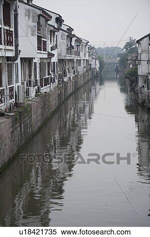 Houses along a creek, Suzhou, Jiangsu Province, China View Large Photo Image Stock Photography - Houses along a creek, Suzhou, Jiangsu Province, China. Fotosearch