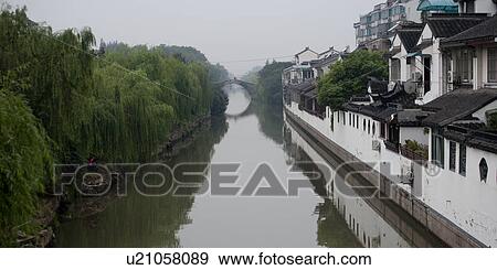 Houses along the creek, Suzhou, Jiangsu Province, China View Large Photo Image Stock Photo - Houses along the creek, Suzhou, Jiangsu Province, China. Fotosearch
