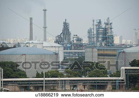 Industry in a city, Yangtze River, Shanghai, China View Large Photo Image Stock Photo - Industry in a city, Yangtze River, Shanghai, China. Fotosearch