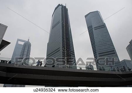 Picture - Low angle view of One Lujiazui tower, Lujiazui, Pudong, Shanghai, China. Fotosearch