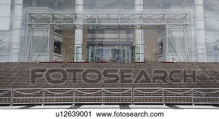 Stock Image - Low angle view of steps of a building, Shanghai, China. Fotosearch