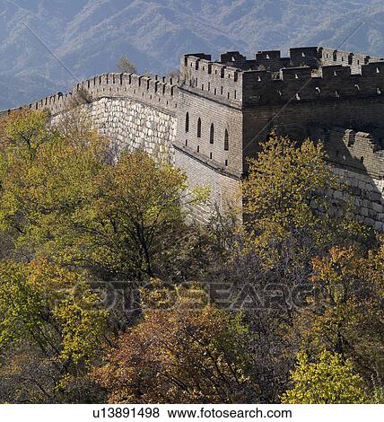 Mutianyu section of the Great Wall of China, Beijing, China View Large Photo Image Stock Photo - Mutianyu section of the Great Wall of China, Beijing, China. Fotosearch