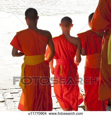 Picture - Novice monks at Wat Sri Soda, Chiang Mai, Thailand. Fotosearch