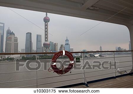 Oriental Pearl Tower and city skyline, Huangpu River, Pudong, Shanghai, China View Large Photo Image Stock Photography - Oriental Pearl Tower and city skyline, Huangpu River, Pudong, Shanghai, China. Fotosearch