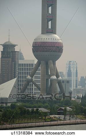 Picture - Oriental Pearl Tower, Pudong, Shanghai, China. Fotosearch