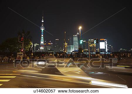 Stock Photo - Oriental Pearl Tower, The Bund, Pudong, Shanghai, China. Fotosearch