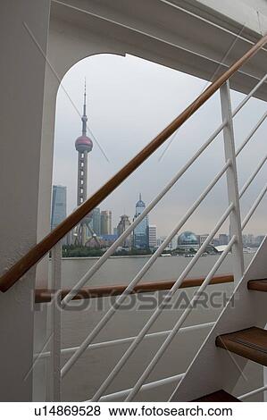 Oriental Pearl Tower viewed from a cruise ship, Huangpu River, Pudong, Shanghai, China View Large Photo Image Stock Photo - Oriental Pearl Tower viewed from a cruise ship, Huangpu River, Pudong, Shanghai, China. Fotosearch