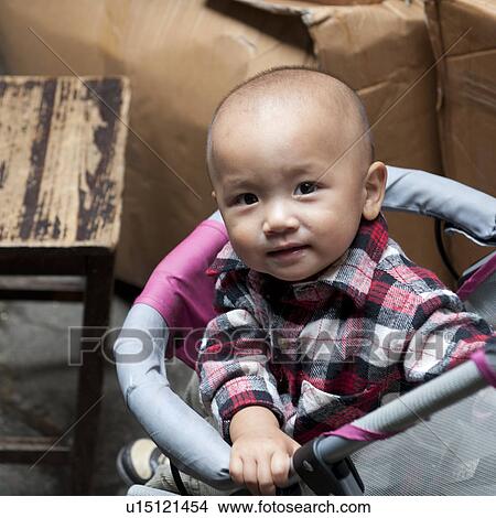 Picture - Portrait of a baby boy, Shanghai, China. Fotosearch