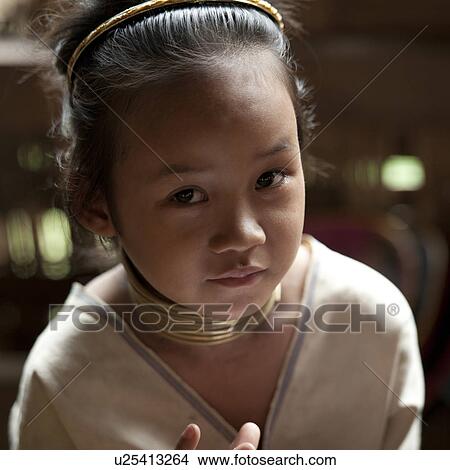 Portrait of a Padaung girl, Huay Pu Keng, Mae Hong Son Province, Thailand View Large Photo Image Picture - Portrait of a Padaung girl, Huay Pu Keng, Mae Hong Son Province, Thailand. Fotosearch