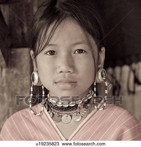 Portrait of a Padaung girl, Huay Pu Keng, Mae Hong Son Province, Thailand View Large Photo Image Stock Image - Portrait of a Padaung girl, Huay Pu Keng, Mae Hong Son Province, Thailand. Fotosearch