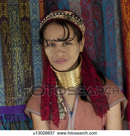 Stock Photo - Portrait of a Padaung woman, Huay Pu Keng, Mae Hong Son Province, Thailand. Fotosearch