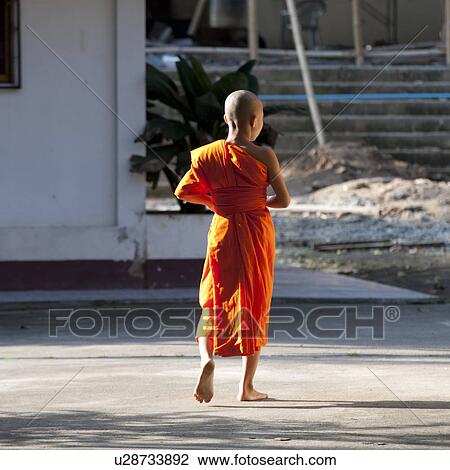 Rear view of a novice monk at Wat Sri Soda, Chiang Mai, Thailand View Large Photo Image Stock Image - Rear view of a novice monk at Wat Sri Soda, Chiang Mai, Thailand. Fotosearch