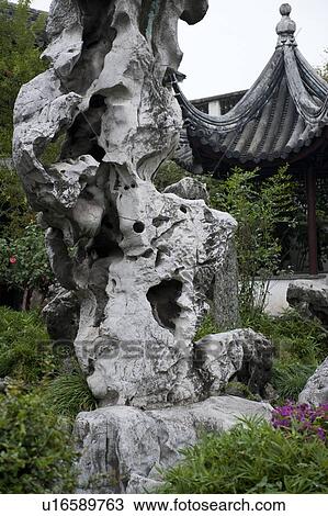 Stock Image - Rock formation in the Lingering Garden, Suzhou, Jiangsu Province, China. Fotosearch