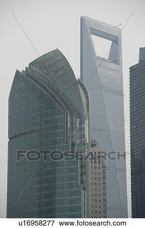 Skyscrapers in a city, Lujiazui, Pudong, Shanghai, China View Large Photo Image Stock Photo - Skyscrapers in a city, Lujiazui, Pudong, Shanghai, China. Fotosearch