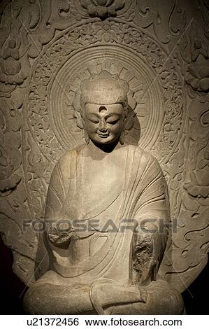 Stock Photograph - Statue of Buddha in the Shanghai Museum, Shanghai, China. Fotosearch