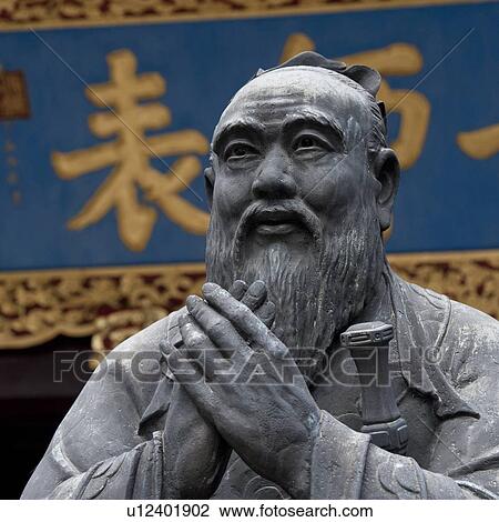 Stock Image - Statue of Confucius at the Confucian Temple, Qufu, Shandong Province, China. Fotosearch