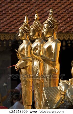 Stock Photo - Statues of Buddha at Wat Phrathat Doi Suthep, Chiang Mai, Thailand. Fotosearch