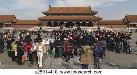 Tourist at the Gate of Supreme Harmony, Forbidden City, Beijing, China View Large Photo Image Stock Photo - Tourist at the Gate of Supreme Harmony, Forbidden City, Beijing, China. Fotosearch