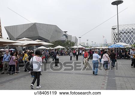 Stock Photo - Tourists at Shanghai World Expo, Shanghai, China. Fotosearch