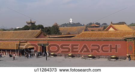 Stock Image - Tourists at the Forbidden City, Beijing, China. Fotosearch