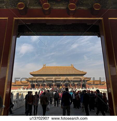 Tourists at the Forbidden City, Beijing, China View Large Photo Image Stock Photo - Tourists at the Forbidden City, Beijing, China. Fotosearch