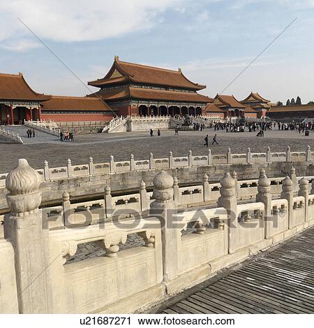 Tourists at the Gate Of Supreme Harmony, Forbidden City, Beijing, China View Large Photo Image Stock Image - Tourists at the Gate Of Supreme Harmony, Forbidden City, Beijing, China. Fotosearch