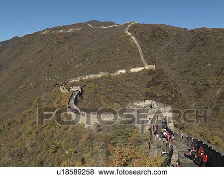 Tourists at the Mutianyu section of the Great Wall of China, Beijing, China View Large Photo Image Stock Photo - Tourists at the Mutianyu section of the Great Wall of China, Beijing, China. Fotosearch