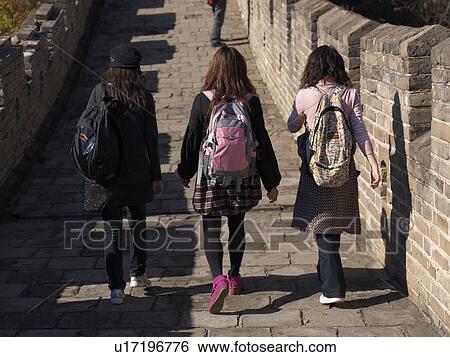 Tourists at the Mutianyu section of the Great Wall of China, Beijing, China View Large Photo Image Stock Photograph - Tourists at the Mutianyu section of the Great Wall of China, Beijing, China. Fotosearch